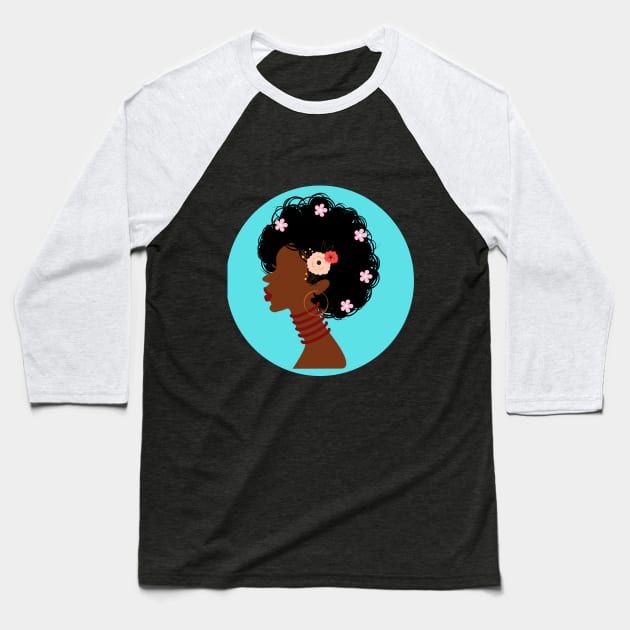 Afro Woman Melanin African American Baseball T-Shirt by Ms Ruth